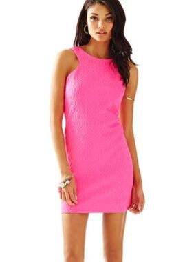 $198 Lilly Pulitzer Mango Tropical Pin Retro Knit Jacquard Shift Dress XS
